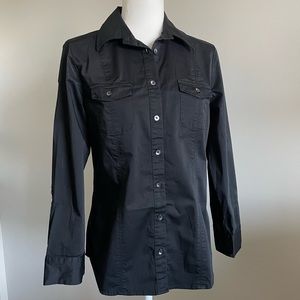 OLD NAVY Black Shirt, Button Down Top, Stretch Shirt, Work Top, Classic, M